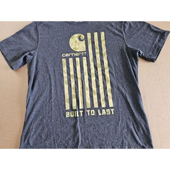 Carhartt T-Shirt Mens Sz L Camouflage American Flag Built To Last USA MADE - Picture 2 of 6